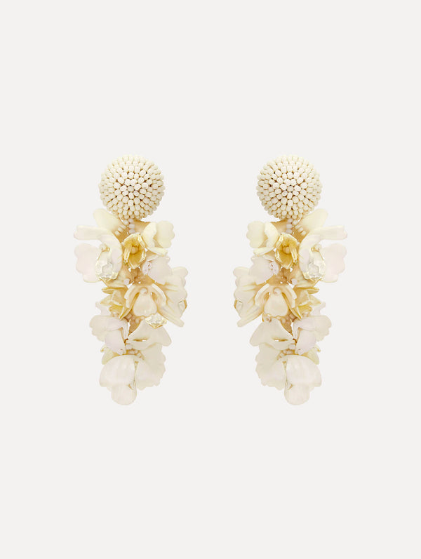 oscar de la renta Plexy & Raffia Flower Earrings