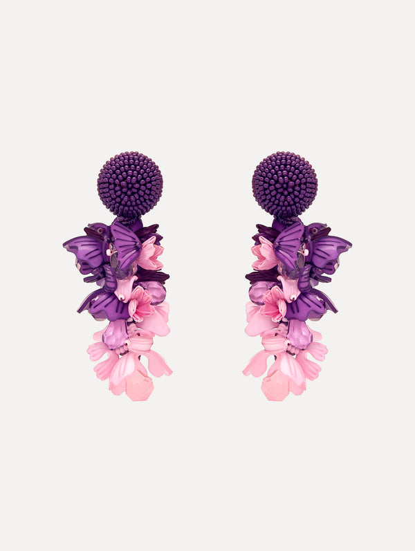 oscar de la renta Plexy & Raffia Flower Earrings