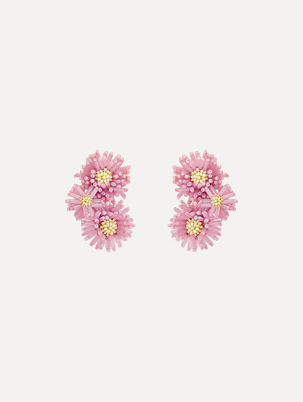 oscar de la renta Pompom Flower Clip-On Earrings