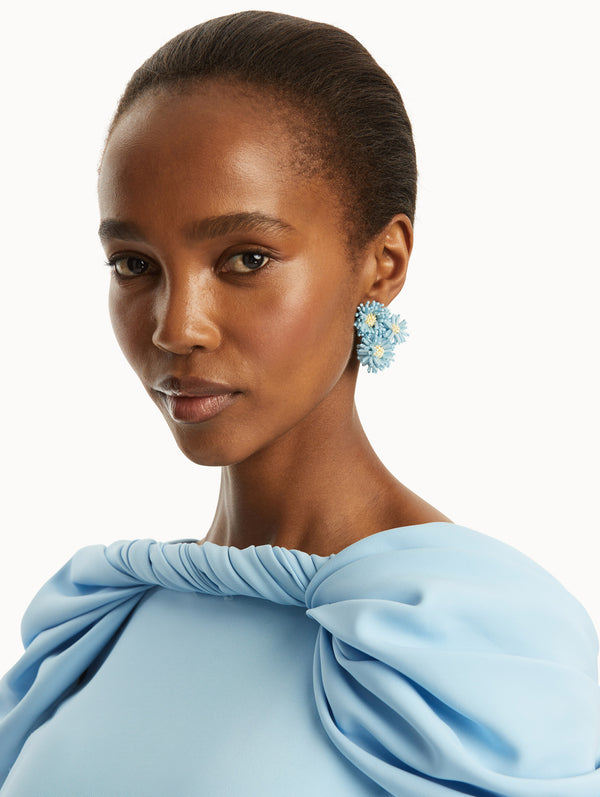 Oscar De La Renta Pompom Flower Clip-On Earrings