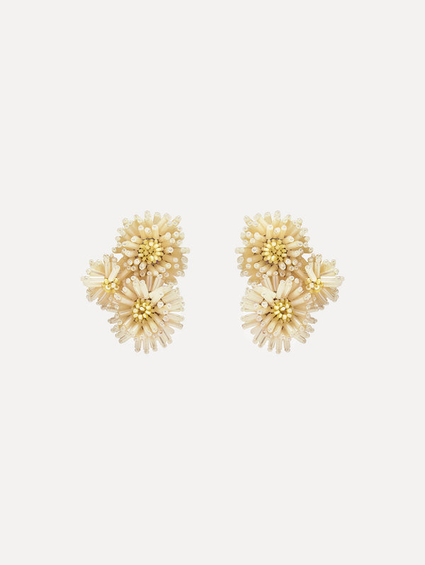 oscar de la renta Pompom Flower Clip-On Earrings