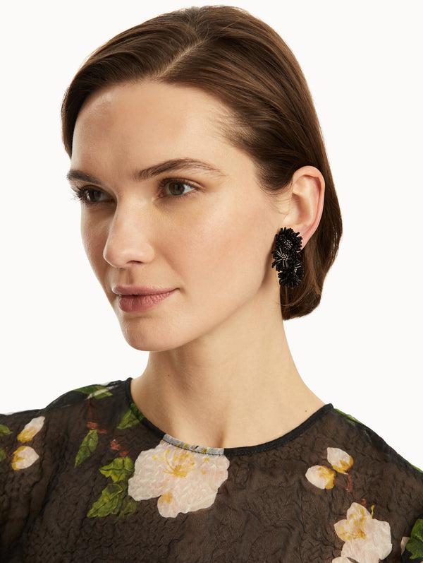 Oscar De La Renta Pompom Flower Clip-On Earrings