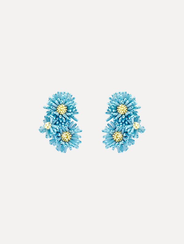 oscar de la renta Pompom Flower Clip-On Earrings
