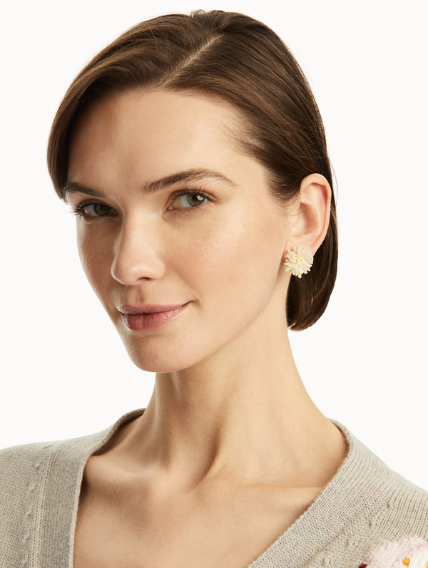 Oscar De La Renta Pompom Flower Earrings