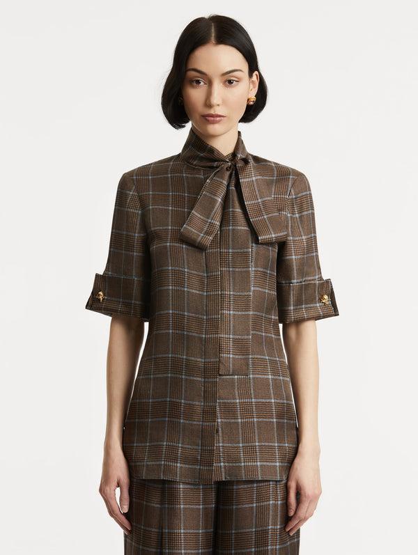 Oscar De La Renta Prince Of Wales Silk Blouse