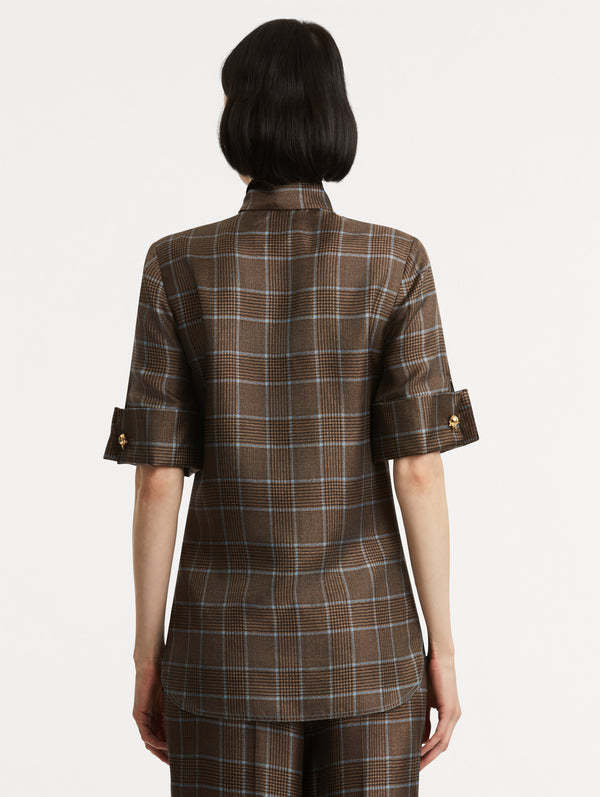 Oscar De La Renta Prince Of Wales Silk Blouse