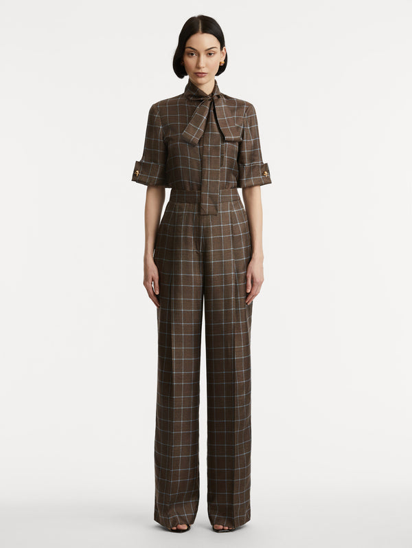 Oscar De La Renta Prince Of Wales Silk Pant
