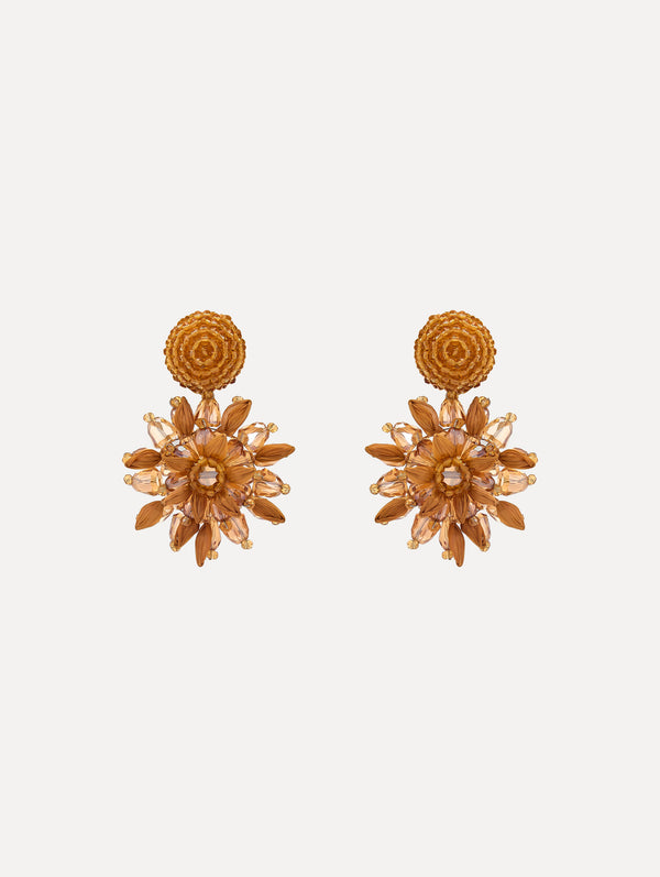 oscar de la renta Raffia & Beaded Flower Earrings