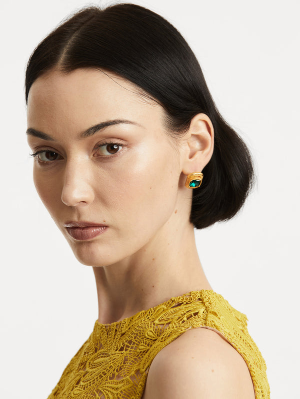 Oscar De La Renta Rectangle Crystal Earrings