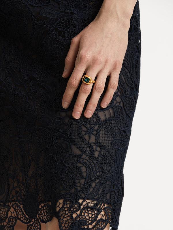 Oscar De La Renta Rectangle Crystal Ring