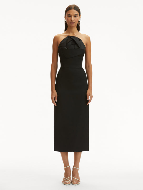 Oscar De La Renta Rosette Tea Length Dress