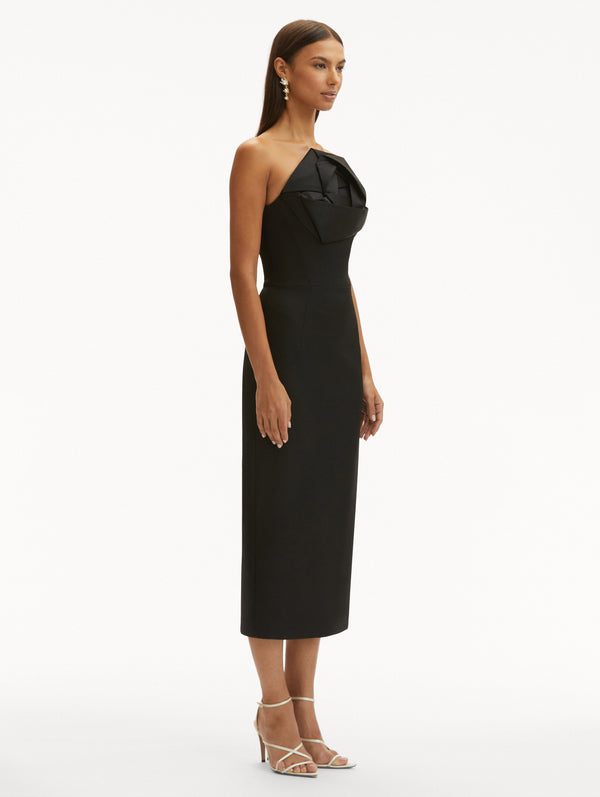 Oscar De La Renta Rosette Tea Length Dress