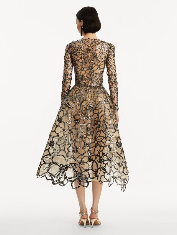Oscar De La Renta Rubber Lace Illusion Tulle Gown