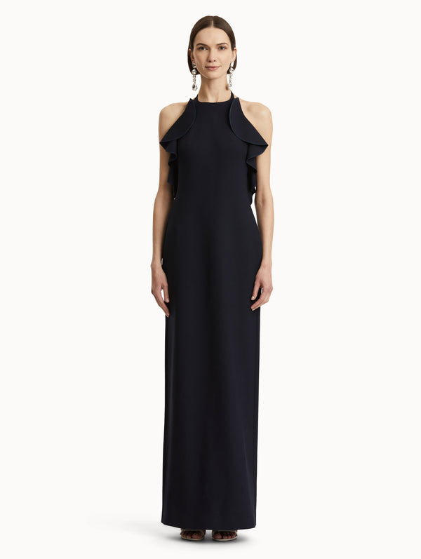 Oscar De La Renta Ruffle-Detailed Column Gown
