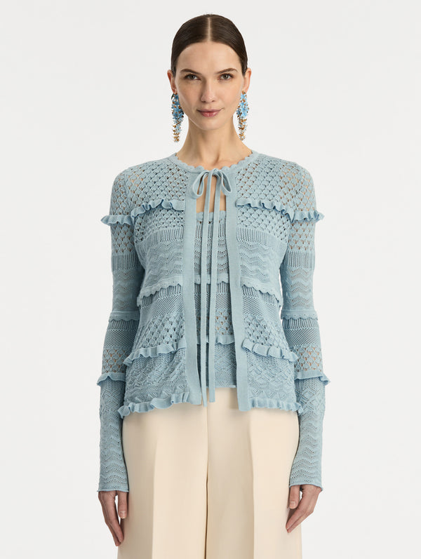 Oscar De La Renta Scallop Trim Cardigan