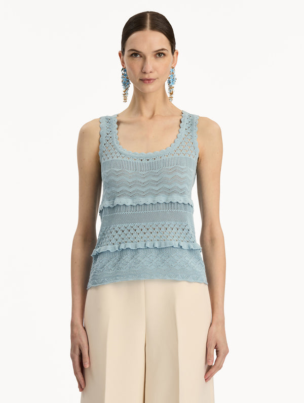 Oscar De La Renta Scallop Trim Tank