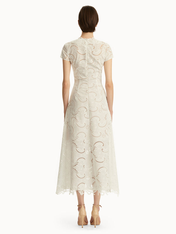 Oscar De La Renta Scroll Guipure Dress