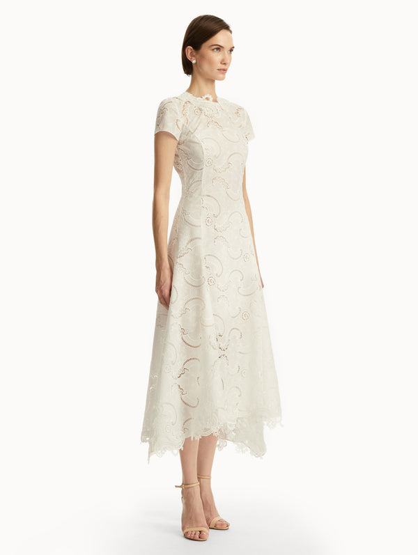 Oscar De La Renta Scroll Guipure Dress