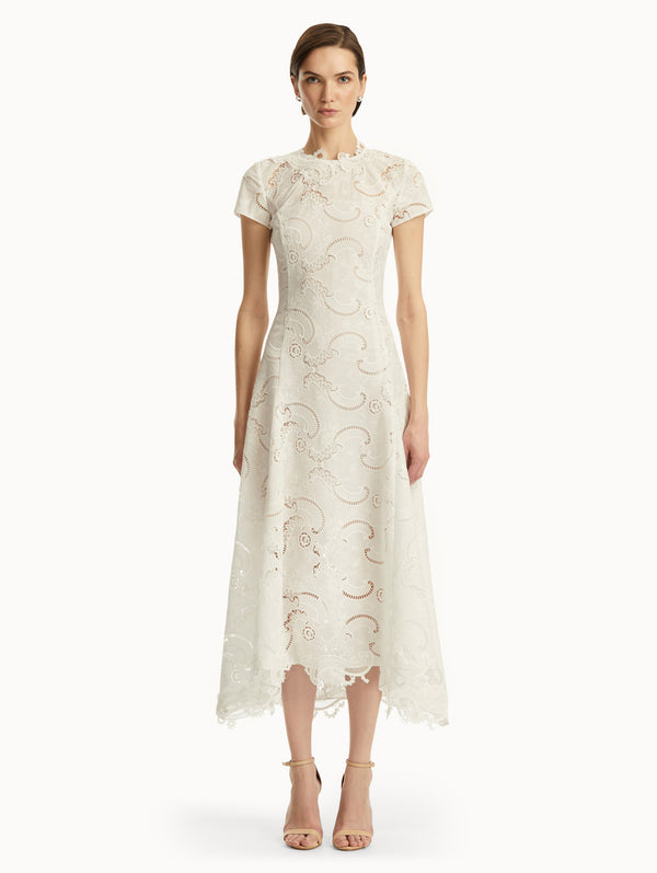 Oscar De La Renta Scroll Guipure Dress