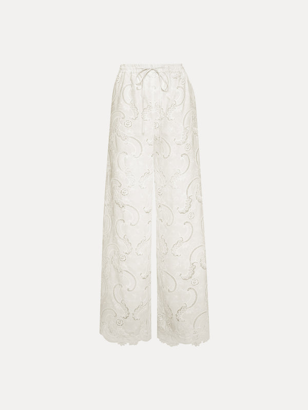oscar de la renta Scroll Guipure Wide Leg Pant