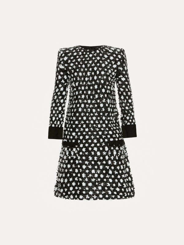 oscar de la renta Sequin Floret Embroidered Dress