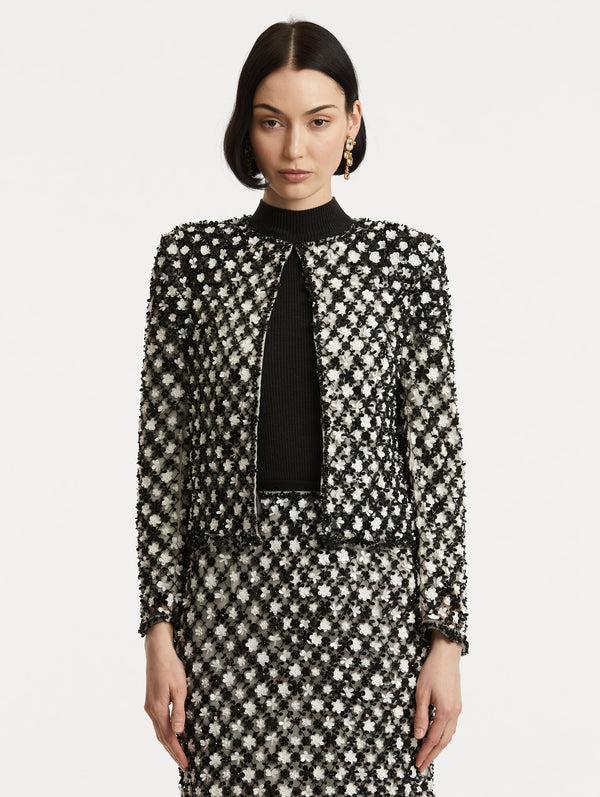 Oscar De La Renta Sequin Floret Embroidered Jacket