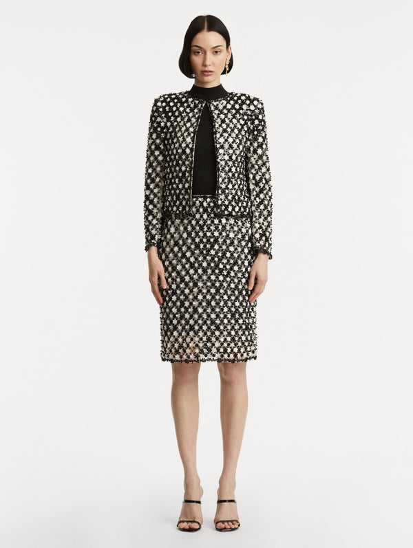 Oscar De La Renta Sequin Floret Embroidered Jacket