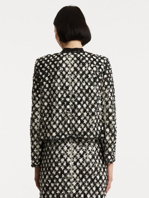 Oscar De La Renta Sequin Floret Embroidered Jacket
