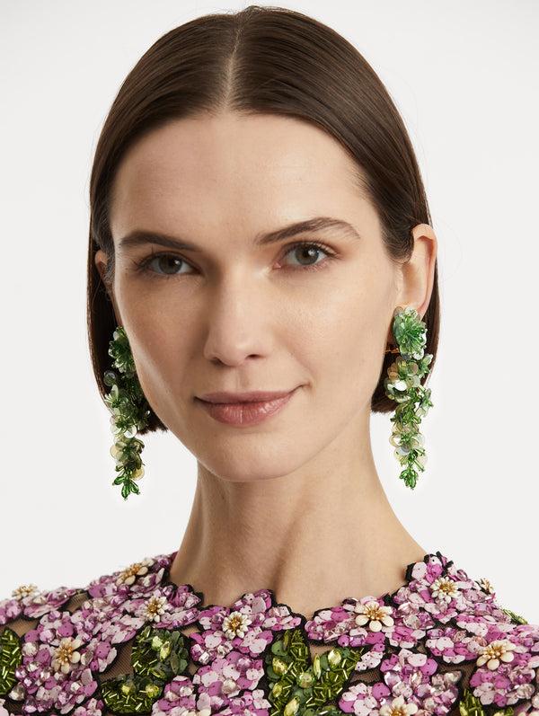 Oscar De La Renta Sequin Flower Clip-On Earrings