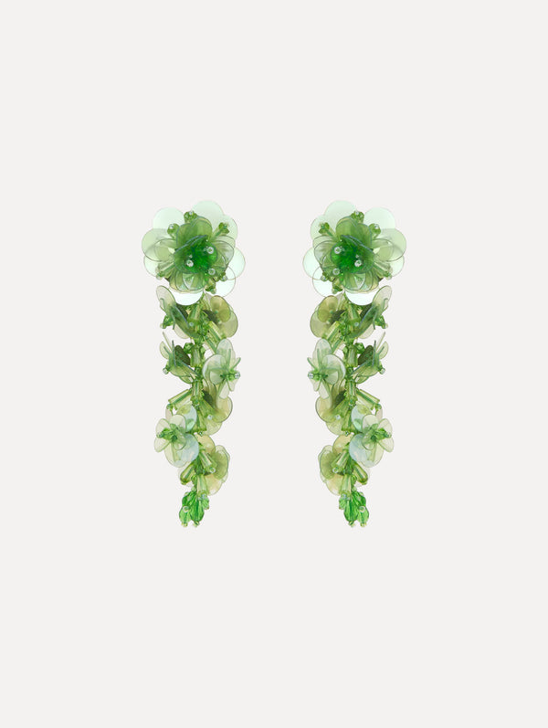 oscar de la renta Sequin Flower Clip-On Earrings