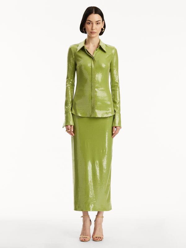 Oscar De La Renta Sequin Jersey Blouse