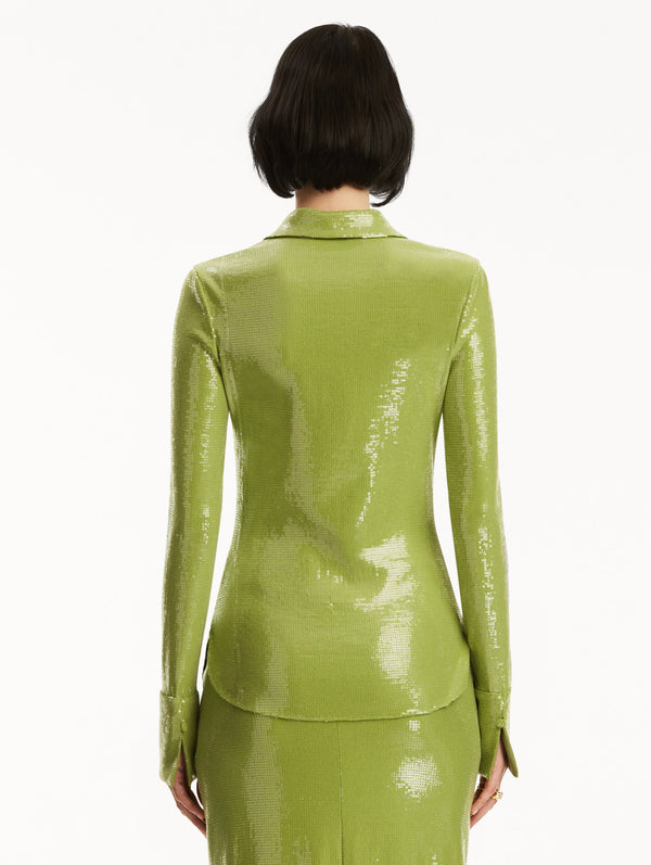 Oscar De La Renta Sequin Jersey Blouse