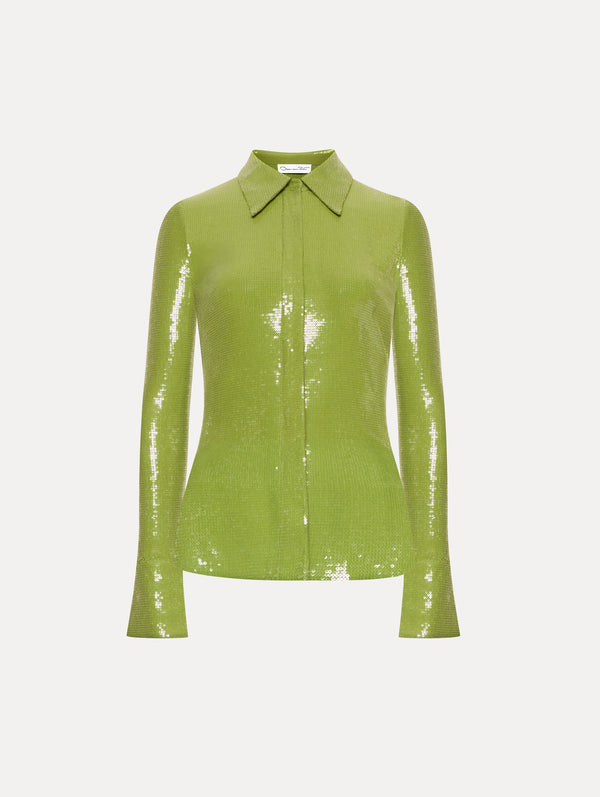oscar de la renta Sequin Jersey Blouse