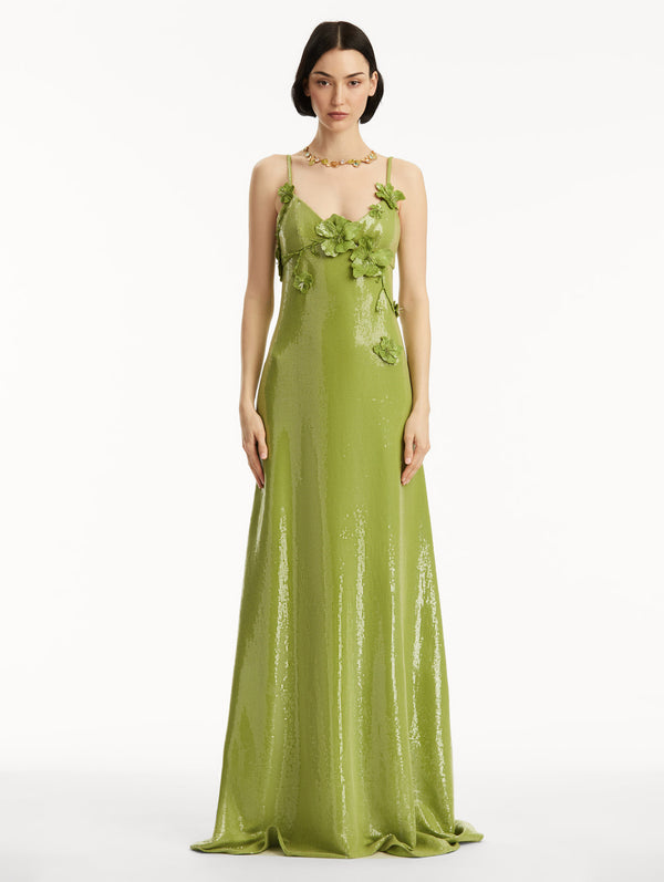 Oscar De La Renta Sequin Jersey Gown