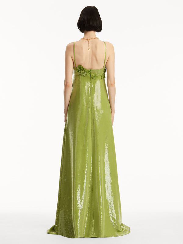 Oscar De La Renta Sequin Jersey Gown