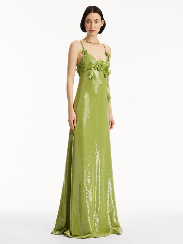 Oscar De La Renta Sequin Jersey Gown