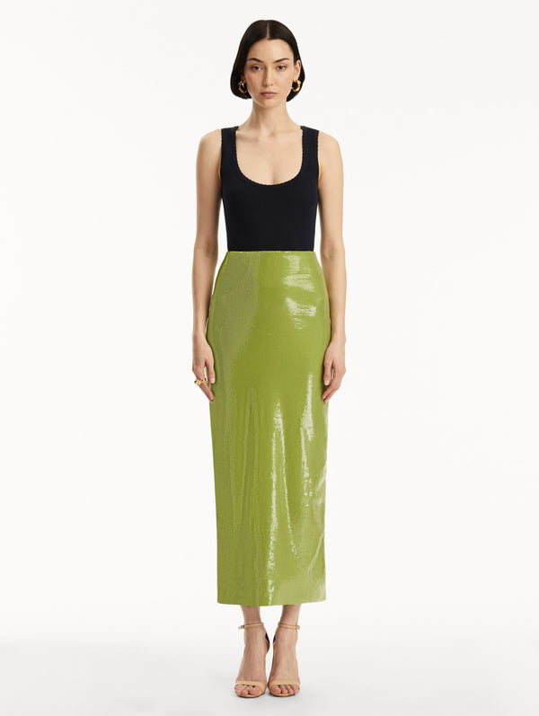 Oscar De La Renta Sequin Jersey Pencil Skirt