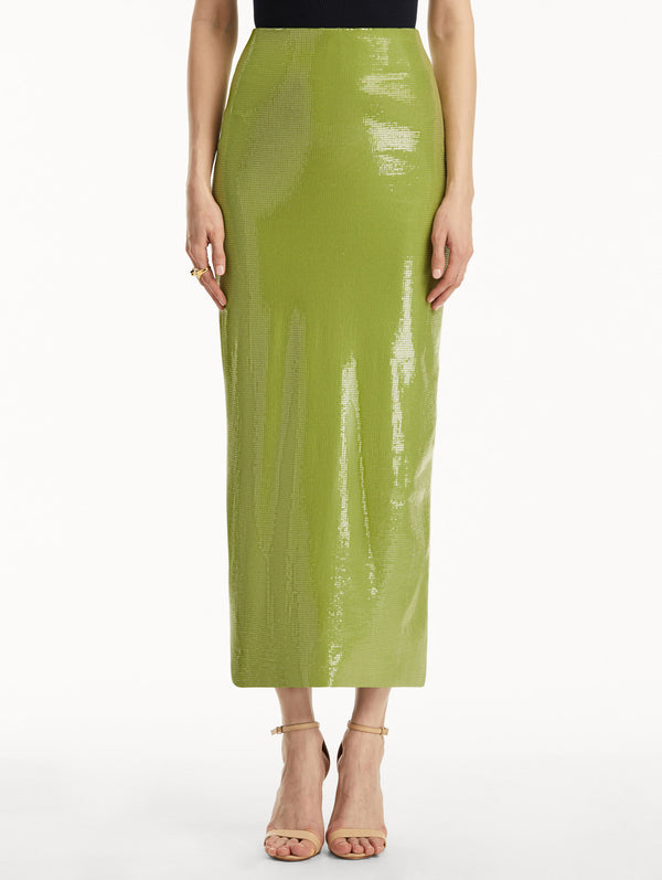 Oscar De La Renta Sequin Jersey Pencil Skirt