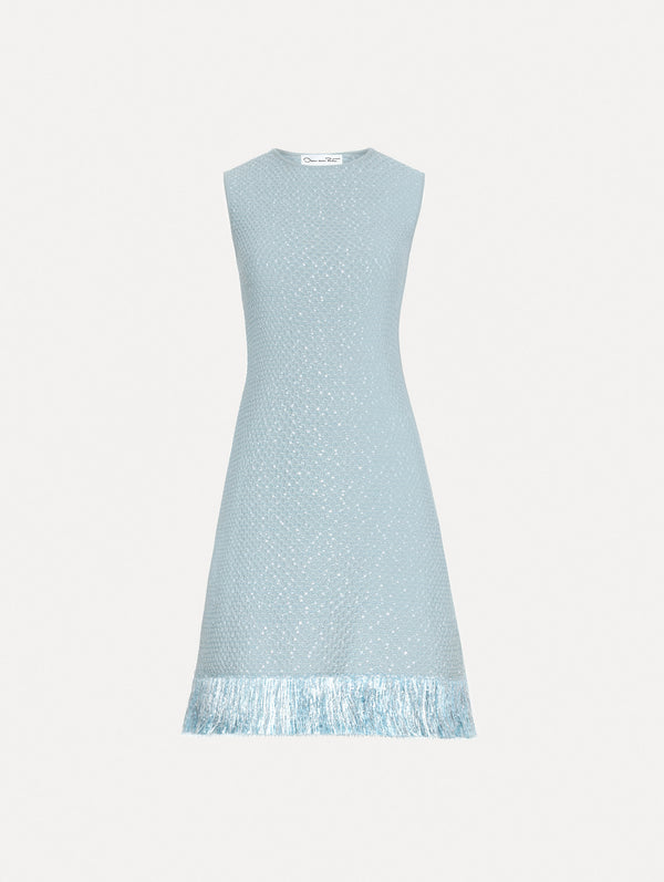 oscar de la renta Sequin Tweed Fringe Dress