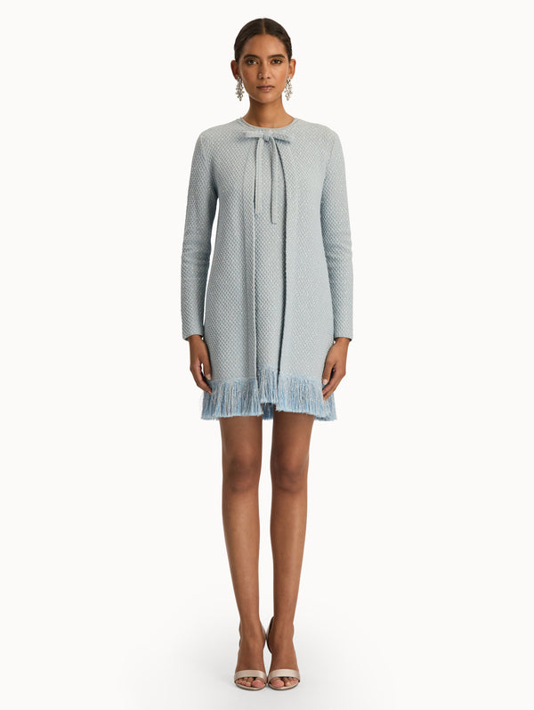 Oscar De La Renta Sequin Tweed Fringe Jacket