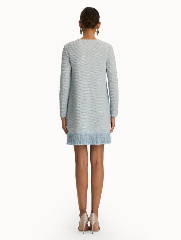 Oscar De La Renta Sequin Tweed Fringe Jacket