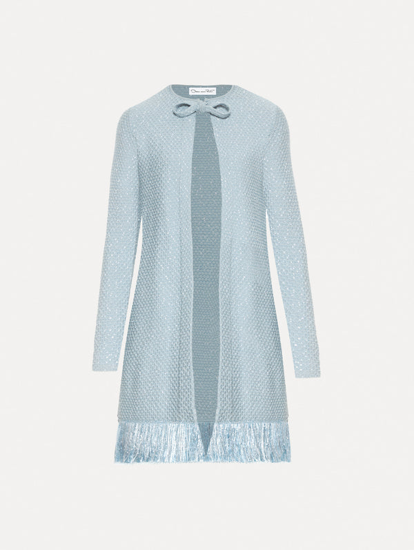 oscar de la renta Sequin Tweed Fringe Jacket