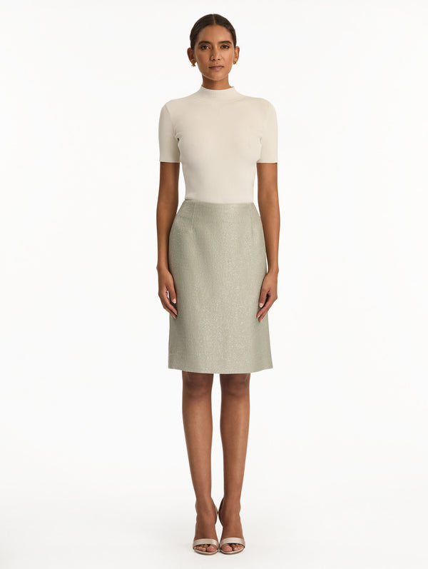 Oscar De La Renta Sequin Tweed Pencil Skirt