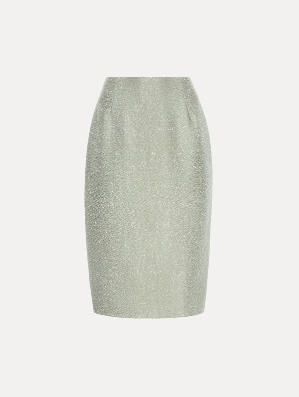 oscar de la renta Sequin Tweed Pencil Skirt