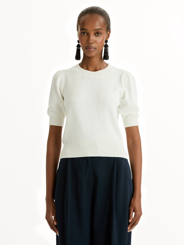 Oscar De La Renta Short Sleeve Wool Pullover
