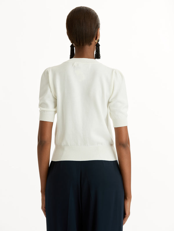 Oscar De La Renta Short Sleeve Wool Pullover