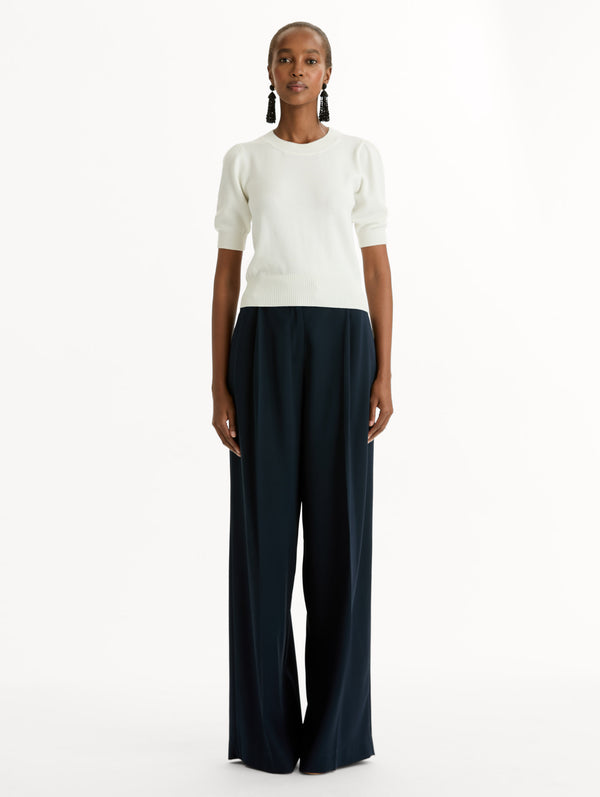 Oscar De La Renta Short Sleeve Wool Pullover
