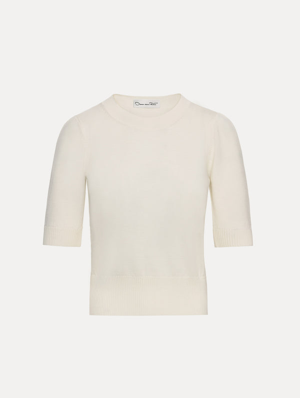 oscar de la renta Short Sleeve Wool Pullover
