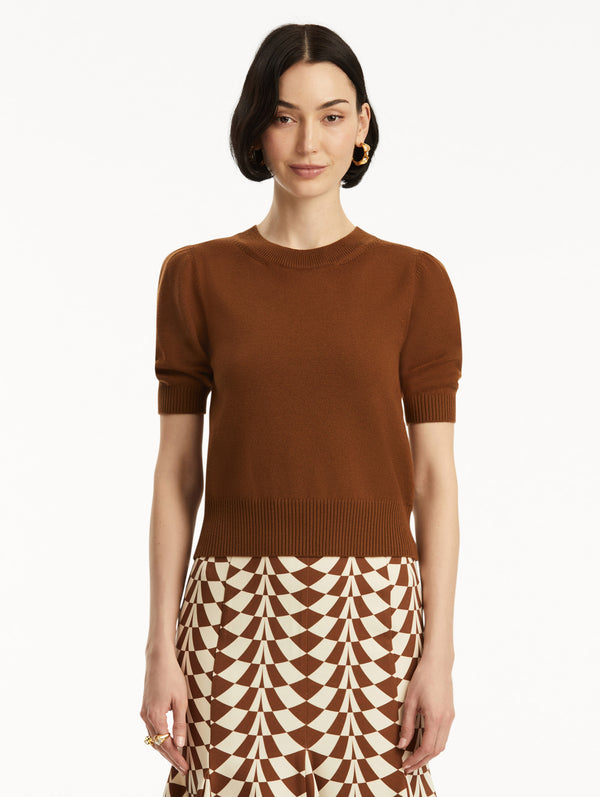Oscar De La Renta Short Sleeve Wool Pullover