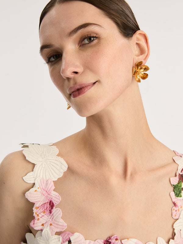 Oscar De La Renta Small Cherry Blossom Earrings